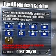 The Fusil Nevadean Carbine's stats.