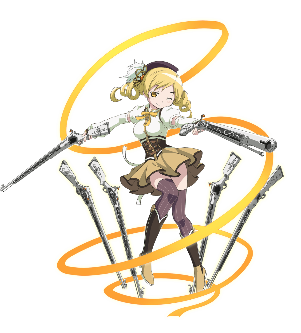 Mami Tomoe, yellow-haired female anime character illustration transparent  background PNG clipart | HiClipart