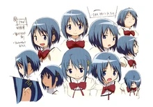 Sayaka's facial expression sheet from The Rebellion Story's Blu-ray art gallery