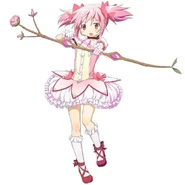 Madoka Kaname: Dispara flechas de luz y ataca de cerca convirtiendo su arco en bastón.