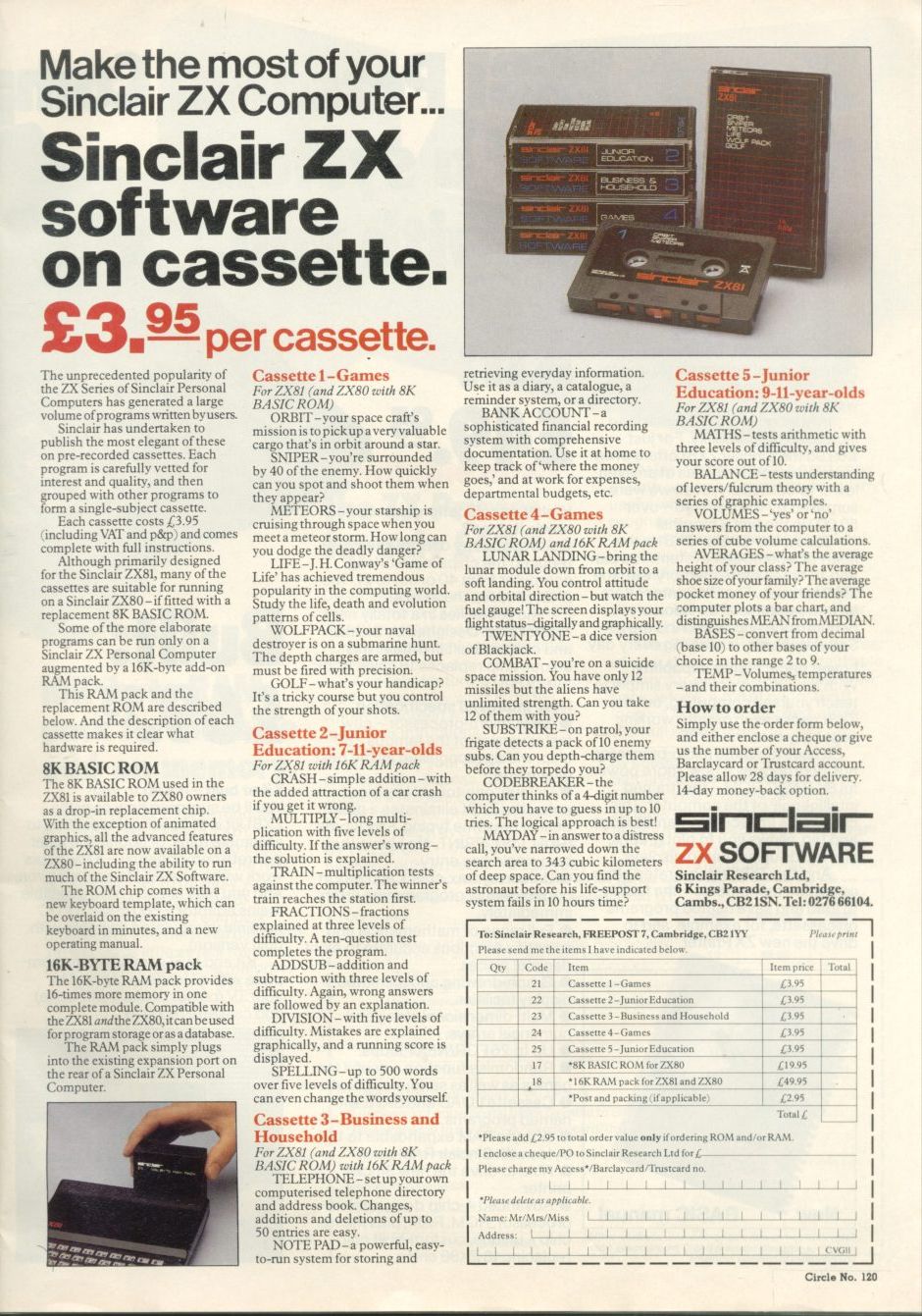 Sinclair ZX81 Cassette No 1 | Magazines from the Past Wiki