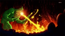 King Slime breathing fire in the anime