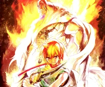 Alibaba and Amon on the back cover of Volume 6