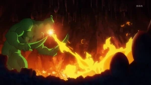 King Slime breathing fire in the anime