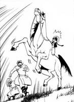 Aladdin montando a caballo