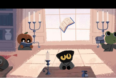 Happy Halloween Google Doodle turns Momo the cat into a ghost-hunting witch