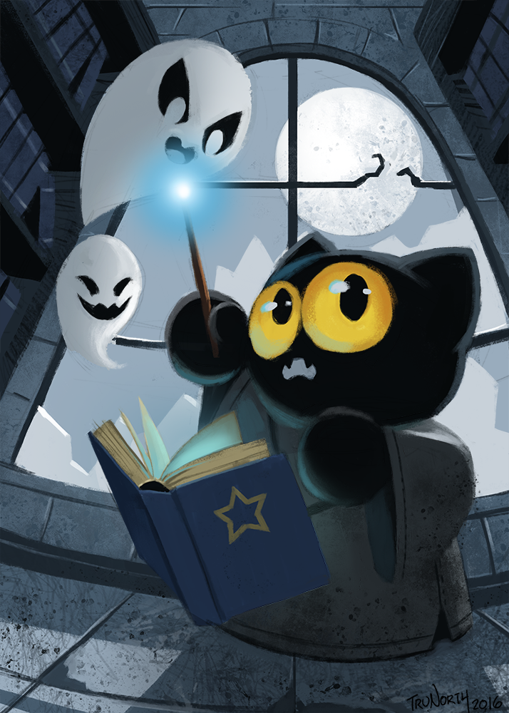 Defeat Ghosts as a Magical Cat in New Doodle