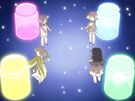 Kururu, Chiriri, Sarara and Hororo using their magic