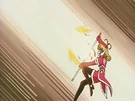 Corrector Yui using the Flame Bomber attack (Fire Element Suit)