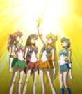 Sailor Mercury, Mars, Jupiter and Venus with the Holy Blade