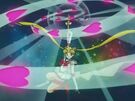 Sailor Moon using the Raibow Moon Heart Ache attack