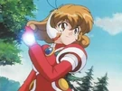 Corrector Yui receiving a Prism (Fire Element Suit)