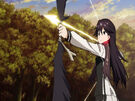 Rei using her weapon