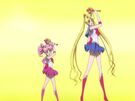 Sailor Moon and Sailor Chibi Moon in the Moon Princess Halation attack