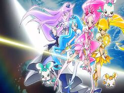 Heartcatch Pretty Cure! Cure Blossom, Marine, Sunshine and Moonlight in the opening