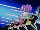 Pretty Cure 5 and Milky Rose using the Floral Explosion attack