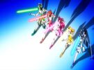 Pretty Cure 5 using the Rainbow Rose Explosion attack