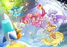 Star Twinkle and Piton the Power of Miracle Light.jpg (236 KB) Promotional art of the Star☆Twinkle Pretty Cure group floating with Piton in space