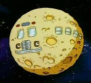 Moon-shaped spaceship