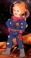 Ms. Frizzle wearing a spacesuit