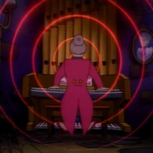 Cornelia playing the "Call of Cornelia" on an organ