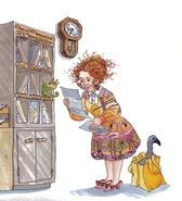 Looking at her mail on the title page of In the Time of the Dinosaurs (1994)