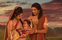 Baby Yudhishthir with his Parents