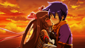 Tatsurou and Yukikaze kiss in the sunset