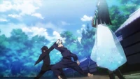 Yakumo sparring with Tatsuya