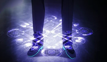 Tatsuya uses an unknown magic to leap...
