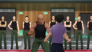 Onna Airborne Troops watching Tatsuya and Joseph's sparring match]]
