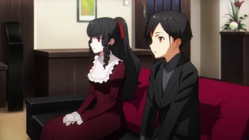 Ayako and Fumiya reporting their findings about the Humanists