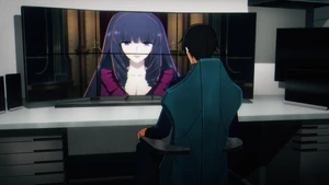 Tatsuya talking to Maya in his Study.