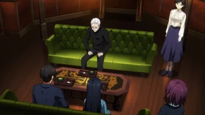 Retsu welcoming Tatsuya and Miyuki at the Kudou Main House