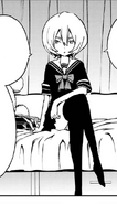 Tsuyuno sitting on Aya's bed