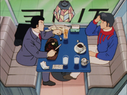 Yotsuya and Mitaka talking in a café