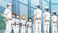 Daigo and Mutsuko joining the Fuurin Baseball Club (Sawa, Sagara and Seira in the back)
