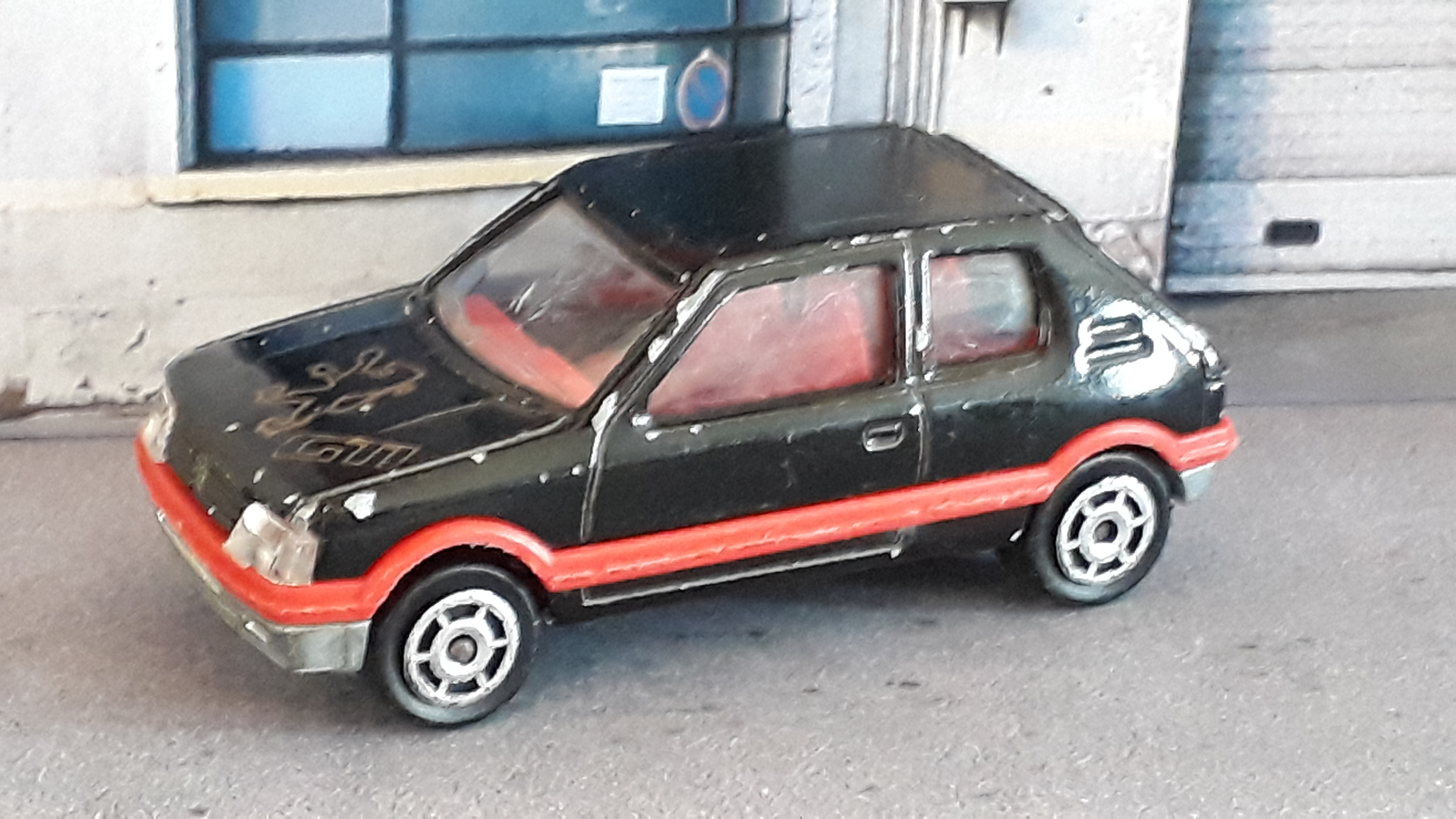 Majorette Peugeot 205 GTI, 1:55 Scale, No 281, 1986, Yellow