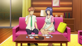 Aki and Takeru enjoy a meal together