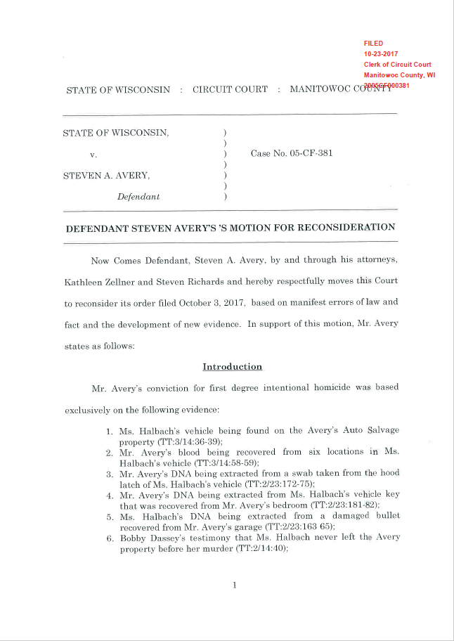 Steven Avery Files Third Motion for New Teresa Halbach Trial