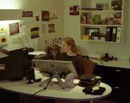 Amy at work in her office at Nickelodeon