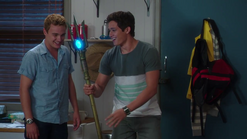 Zac and Cam with lighted trident