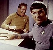 Kirk and Spock laughing