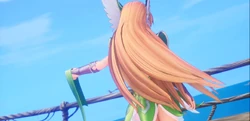 Riesz undoing her hair