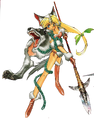 Official artwork of Riesz in her Fenrir Knight class.