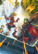 Memory Gem de Sword of Mana, ilustrando una batalla entre el protagonista y Stroud.