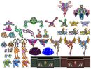 Spritesheet of the bosses encountered in Secret of Mana (SNES).