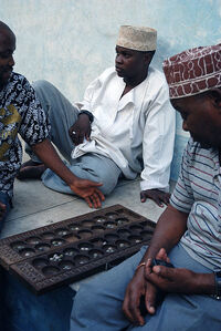 Bao players in stone town zanzibar