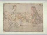 Two Greek or Franconian Ladies Sitting on a Divan and Playing Mancala