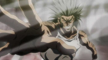 Ubo dopo aver parato a mani nude un missile.